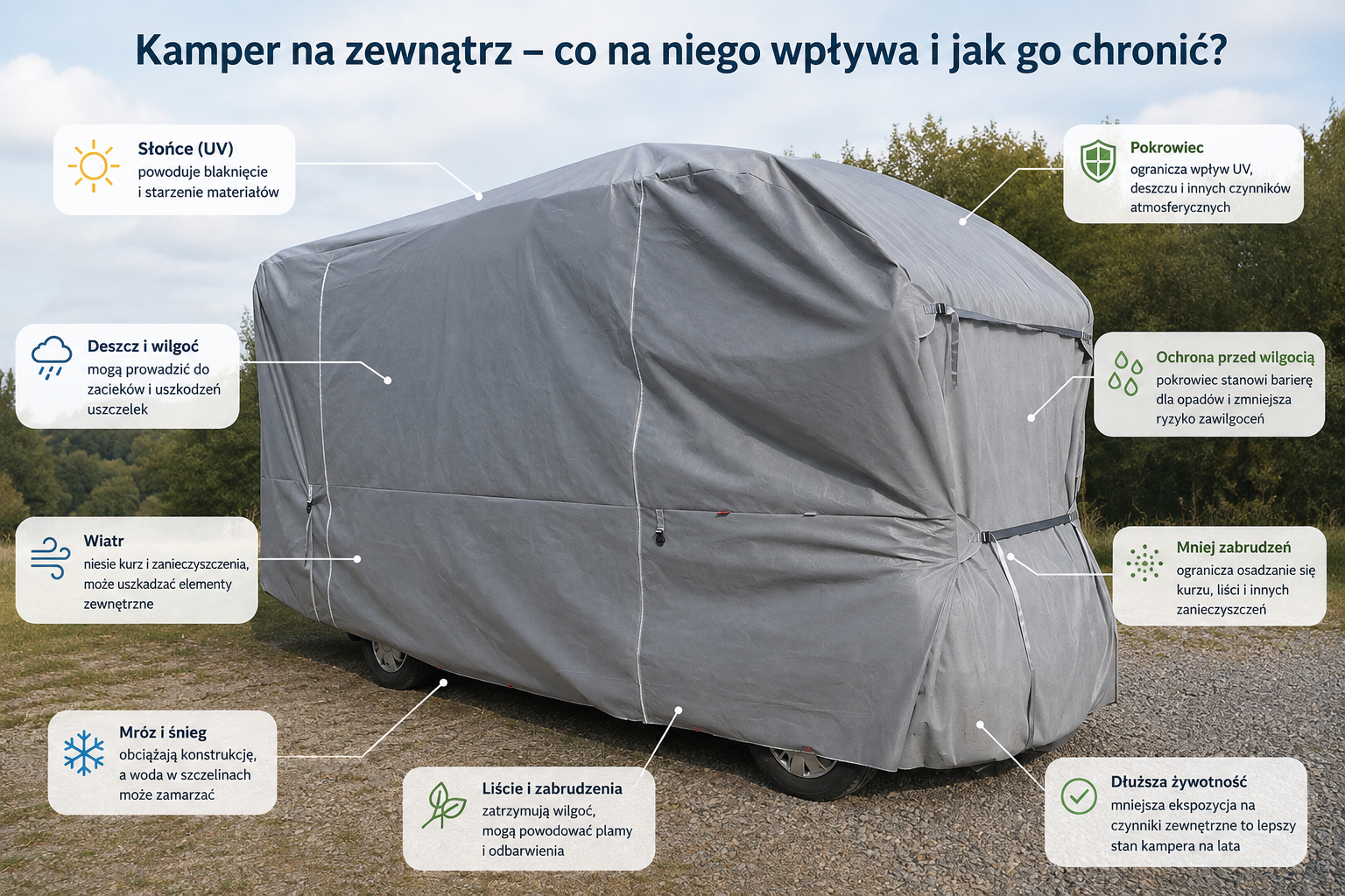 pokrowiec na kamper zabezpiecza
