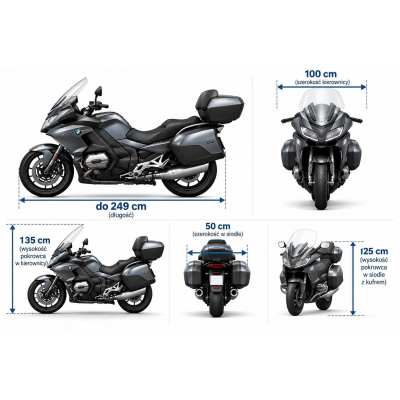 Pokrowiec na Motocykl/Skuter LUX 100% wodoodporny r. L dł. do 249cm - Z kufrem